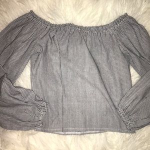 Pacsun Pinstripe Off the Shoulder Top